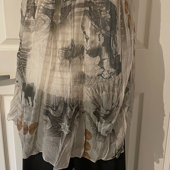 NWOT one shoulder sheer tunic African animal themed print - Picture 3 of 5